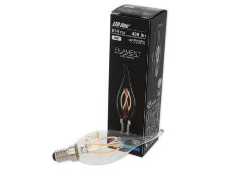 Żarówka LED line FILAMENT E14 F35 180-265V 4W 488lm 2700K biała ciepła