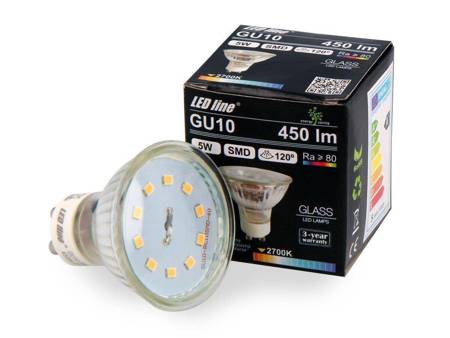 Żarówka LED line GU10 SMD 220-260V 5W 450lm 120° biała ciepła 2700K